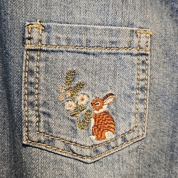 18-24ms Mantaray embroidered jeans dungaree skirt, adjustable shoulder straps - Picture 12 of 16